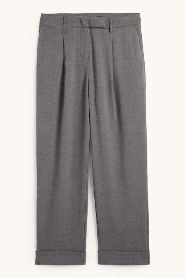 Damen - Stoffhose - Mid Waist - Straight Fit - grau