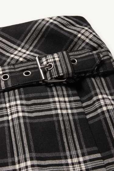 Kinder Mädchen - Rock - kariert - schwarz / weiß