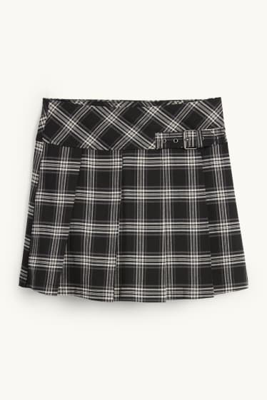 Kinder Mädchen - Rock - kariert - schwarz / weiß