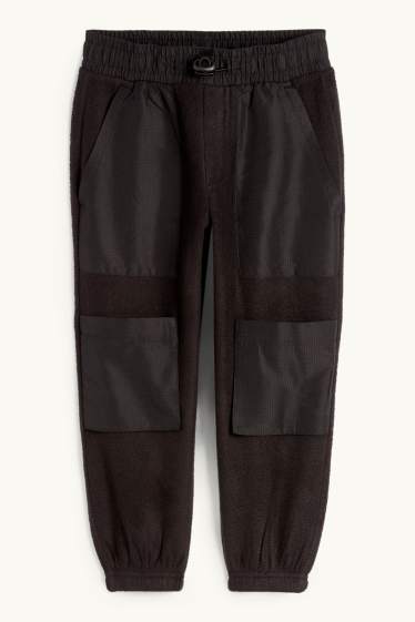 Enfants garçons - Pantalon de jogging cargo en polaire - noir