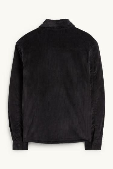 Heren - Overhemdjas van corduroy - relaxed fit - gevoerd - Kent - zwart