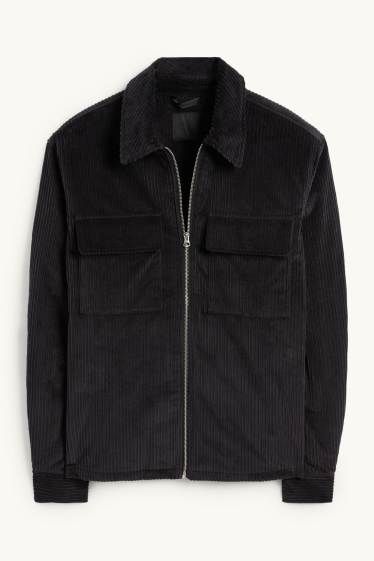 Heren - Overhemdjas van corduroy - relaxed fit - gevoerd - Kent - zwart