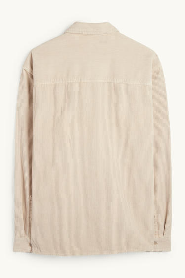 Hommes - Chemise en velours côtelé - relaxed fit - col kent - beige