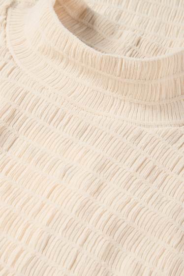 Dames - Longsleeve - regular fit - gesmokt - crème wit