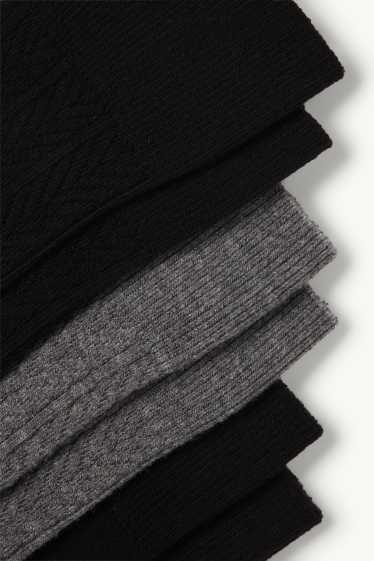 Femei - Multipack 3 perechi - șosete lungi - cu torsade - negru / gri