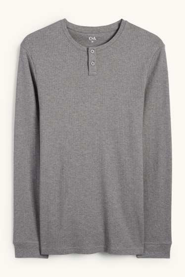 Uomo - Maglia intima - a coste - grigio