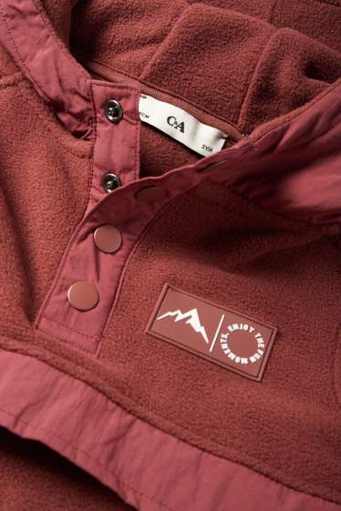 Enfants garçons - Sweat à capuche en polaire - bordeaux