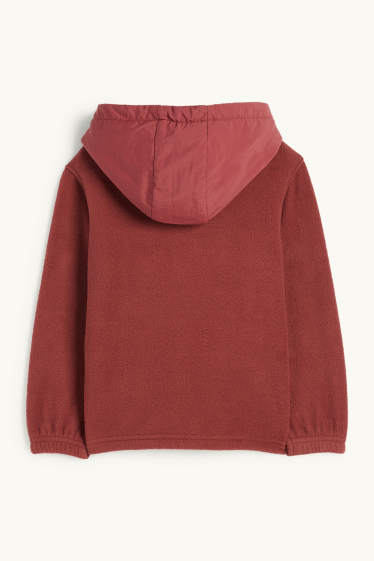 Enfants garçons - Sweat à capuche en polaire - bordeaux