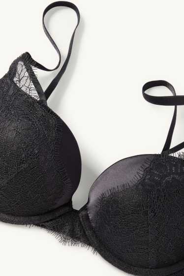 Femmes - Soutien-gorge à armature - PLUNGE - push-up - ampliforme - noir