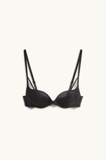 Femmes - Soutien-gorge à armature - PLUNGE - push-up - ampliforme - noir