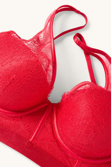 Femmes - Soutien-gorge à armature - PLUNGE - ampliforme - rouge