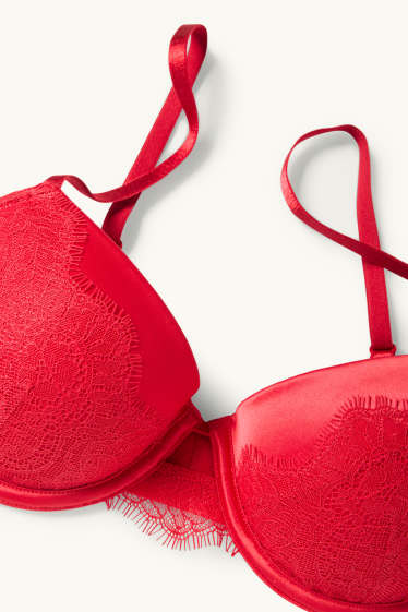 Femmes - Soutien-gorge à armature - DEMI - ampliforme - rouge