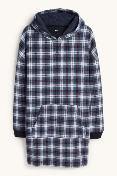 Herren - Hoodie-Decke - kariert - dunkelblau