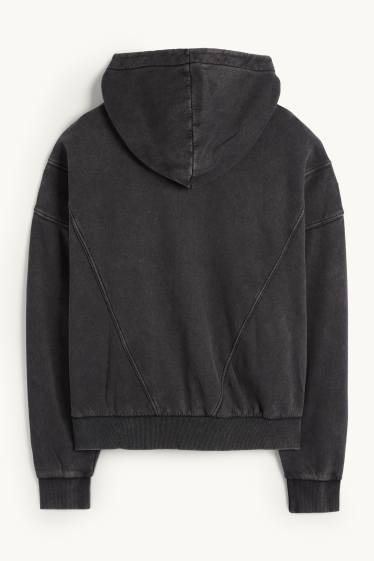 Herren - Oversized-Sweatjacke mit Kapuze - dunkelgrau