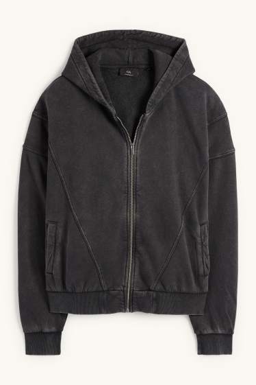 Herren - Oversized-Sweatjacke mit Kapuze - dunkelgrau