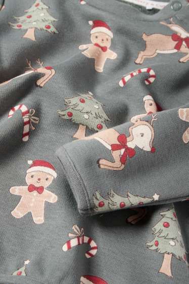 Baby Mädchen - Lebkuchen - Baby-Weihnachts-Sweatshirt - plüschgefüttert - grün