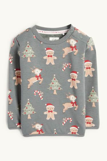 Baby Mädchen - Lebkuchen - Baby-Weihnachts-Sweatshirt - plüschgefüttert - grün