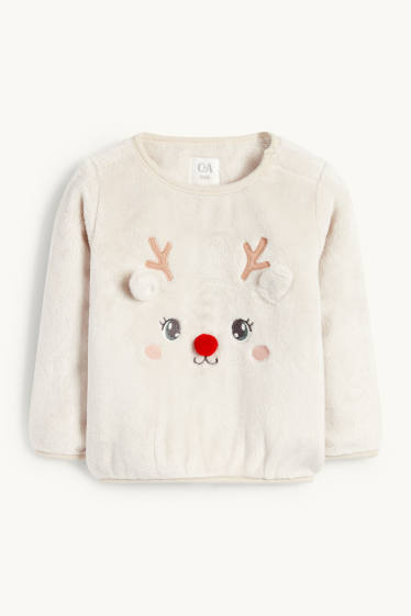 Nadó nena - Ren - dessuadora de Nadal per a nadó - beix