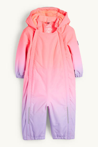 Children Girls - Baby snowsuit - waterproof - patterned - neon pink