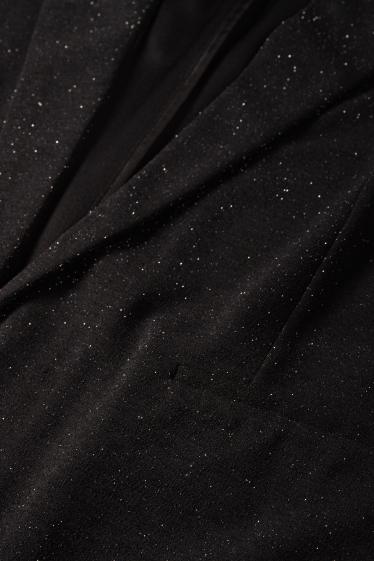 Femmes - Blazer - regular fit - effet brillant - noir