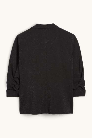 Femmes - Blazer - regular fit - effet brillant - noir