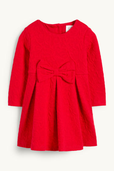 Baby Girls - Baby dress - party - textured - red