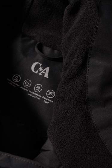 Femmes - Parka de pluie avec capuche - rembourrée - imperméable - noir