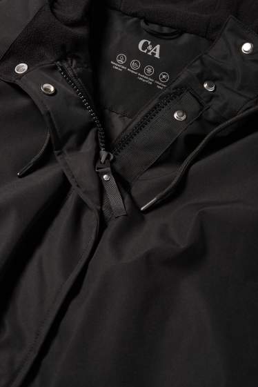 Femmes - Parka de pluie avec capuche - rembourrée - imperméable - noir