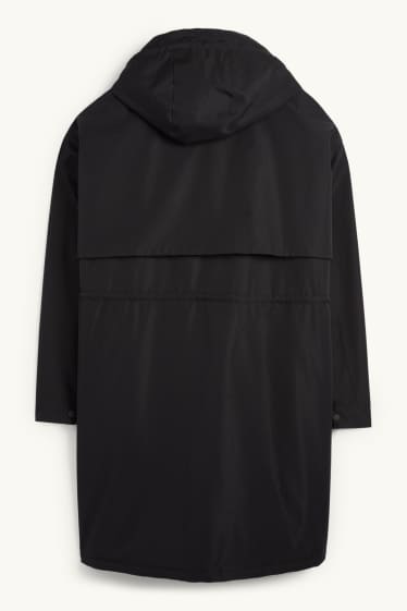 Femmes - Parka de pluie avec capuche - rembourrée - imperméable - noir