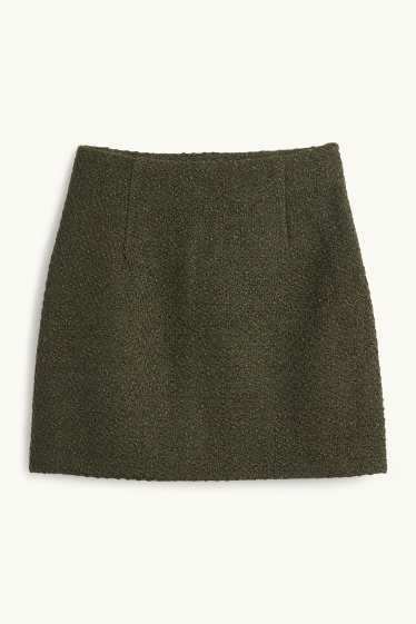 Damen - Bouclé-Minirock - dunkelgrün