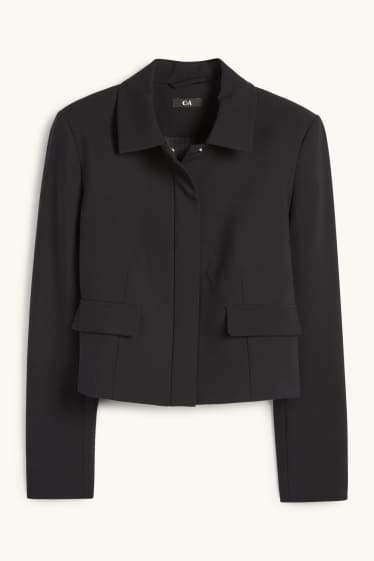Damen - Crop Blazer - tailliert - schwarz