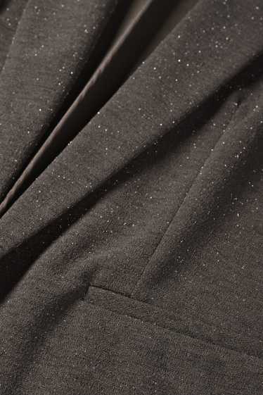 Dona - Blazer - regular fit - efecte brillant - gris fosc