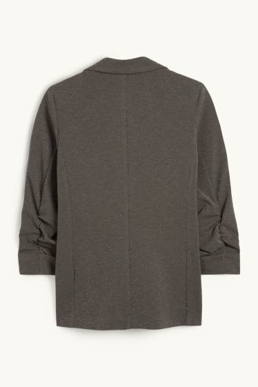 Dona - Blazer - regular fit - efecte brillant - gris fosc