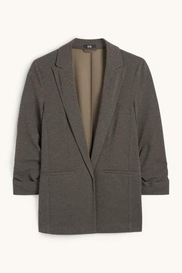 Dona - Blazer - regular fit - efecte brillant - gris fosc