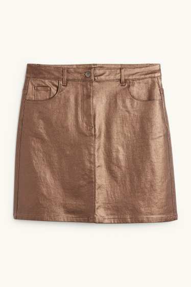 Damen - Minirock - glänzend - havanna