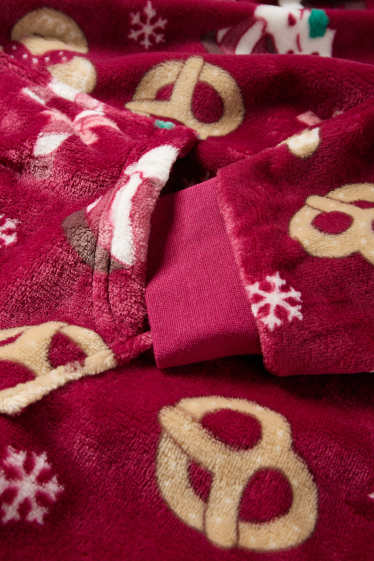 Enfants filles - Pain d'épices - couverture à capuche de Noël - rose foncé