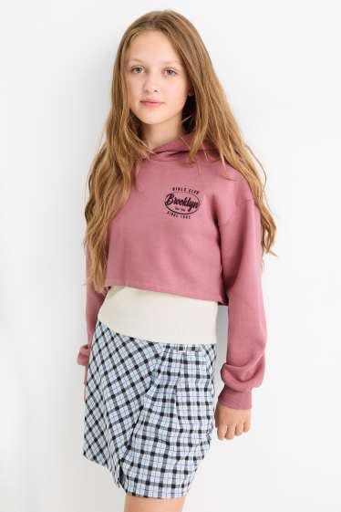 Children Girls - Brooklyn - set - hoodie and top - 2 piece - dark rose