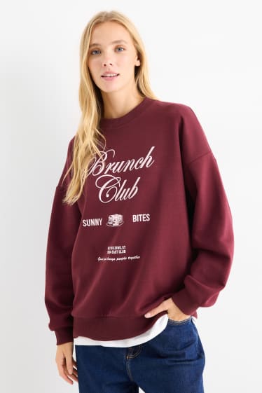 Femei - Bluză de molton - vișiniu