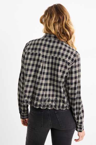 Donna - Blusa di flanella - a quadretti - nero / bianco