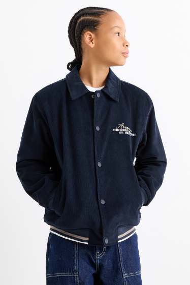 Enfants garçons - New York - veste en velours côtelé - doublé - bleu foncé