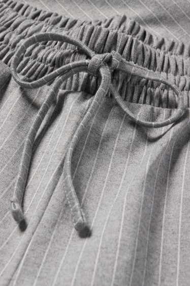 Donna - Pantaloni - vita alta - gamba ampia - gessato - grigio