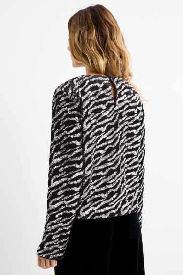 Donna - Blusa di velluto e paillettes - nero