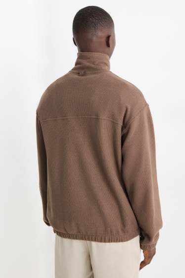 Hommes - Sweat - finition côtelée - marron