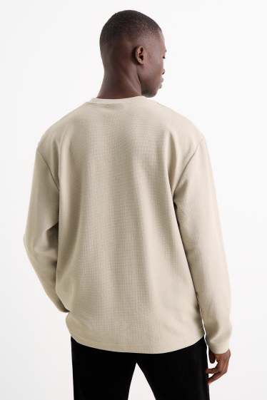 Bărbați - Bluză de molton - structurată - taupe