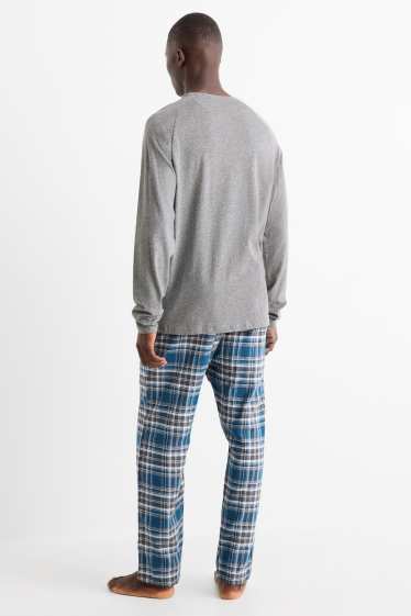 Uomo - Pigiama con pantaloni di flanella - grigio