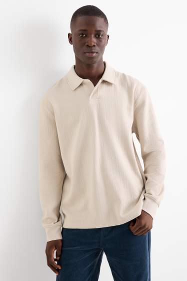 Home - Polo - relaxed fit - texturat - beix