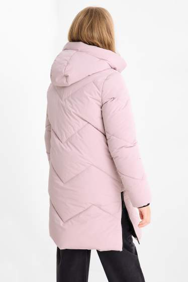 Děti - dívky - Prošívaný kabát s kapucí - z vodoodpudivého materiálu - růžová