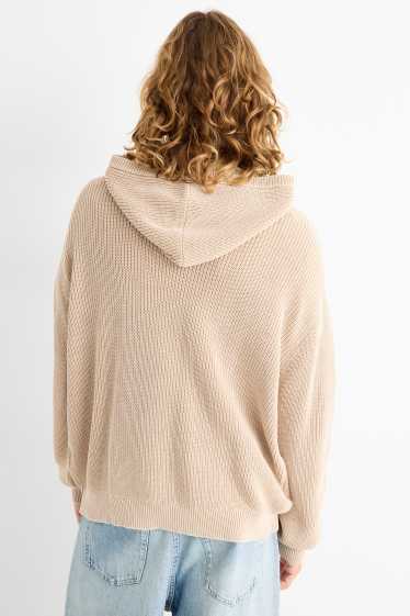 Herren - Kapuzenpullover - gerippt - beige