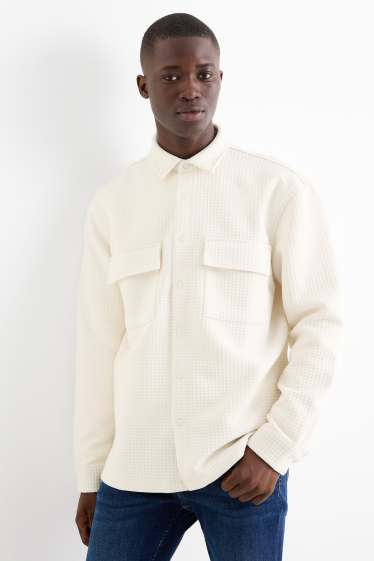 Hommes - Veste-chemise - relaxed fit - col kent - finition texturée - blanc crème
