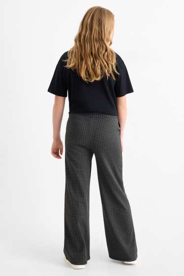 Kinderen: meisjes - Broek van jersey - geruit - zwart / donkergrijs